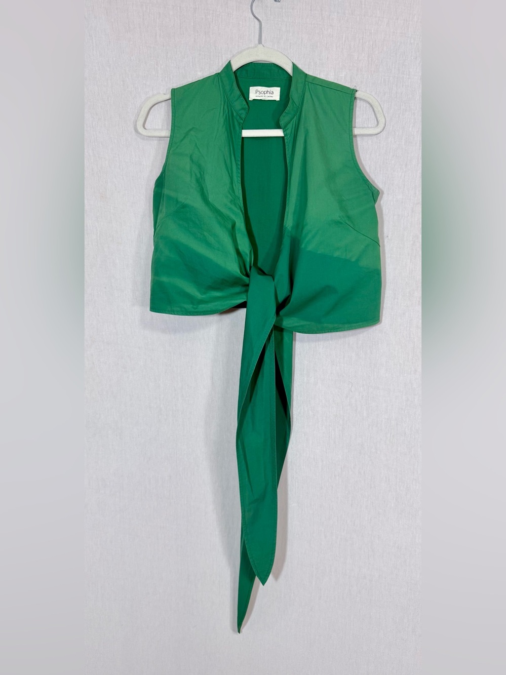OOAK Psophia S/M Green Tie-Front Sleeveless Top